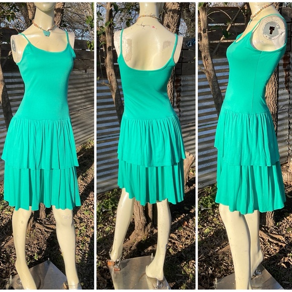 Plain Jane Dresses & Skirts - Vintage 80s Sea Green Drop Waist Tiered Summer Dress Size XS Sweet Baby Jane